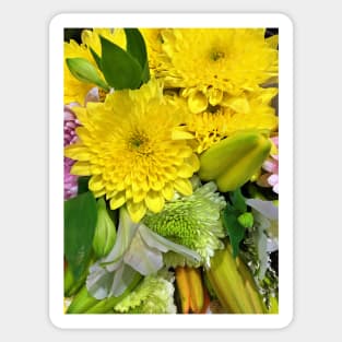 Bouquet of White, Yellow, Pink and Green Flowers - Beautiful Floral Photo Sticker